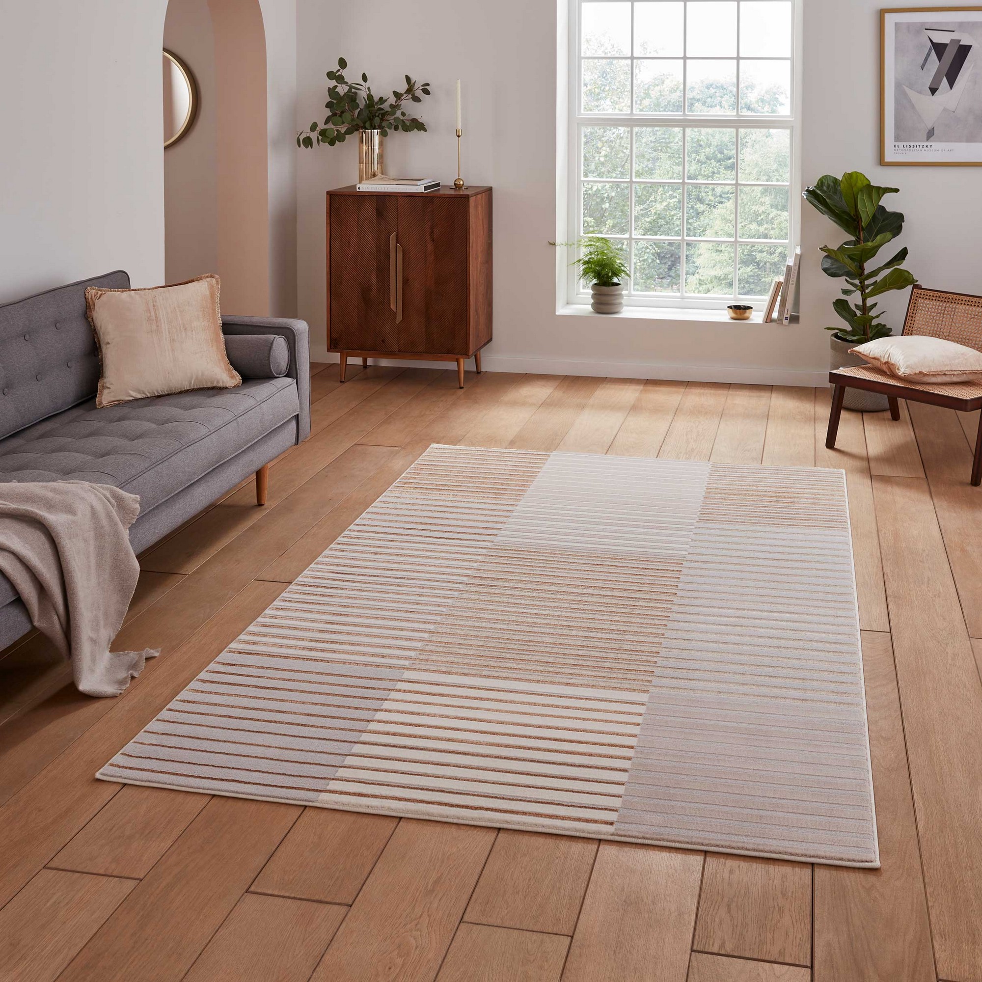 Apollo 2681 Modern Geometric Block Rugs In Bronze Grey